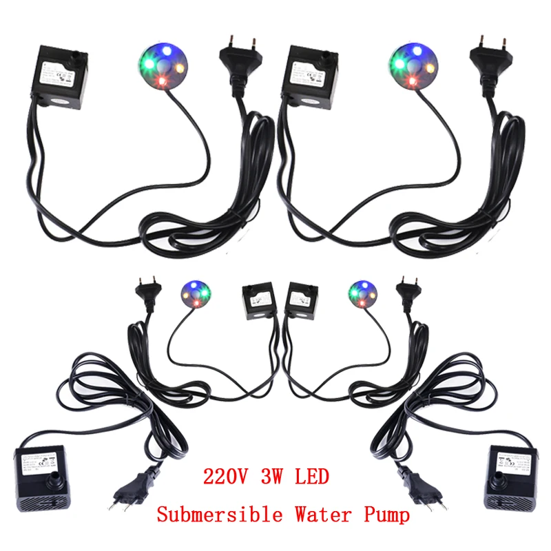 

AC 220V 3W 4-light EU Plug Submersible Water Pump Aquarium Fountain Air Fish Pond Tank Filter Fish Pond Aquarium Garden Fountain