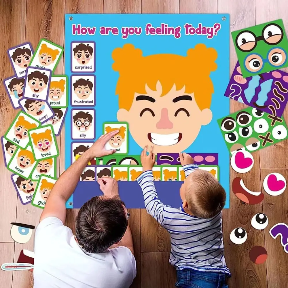 

Emotions Change Felt Board Story Early Learning Supplies DIY Facial Expressions Puzzle Preschool Montessori Toys for Kids