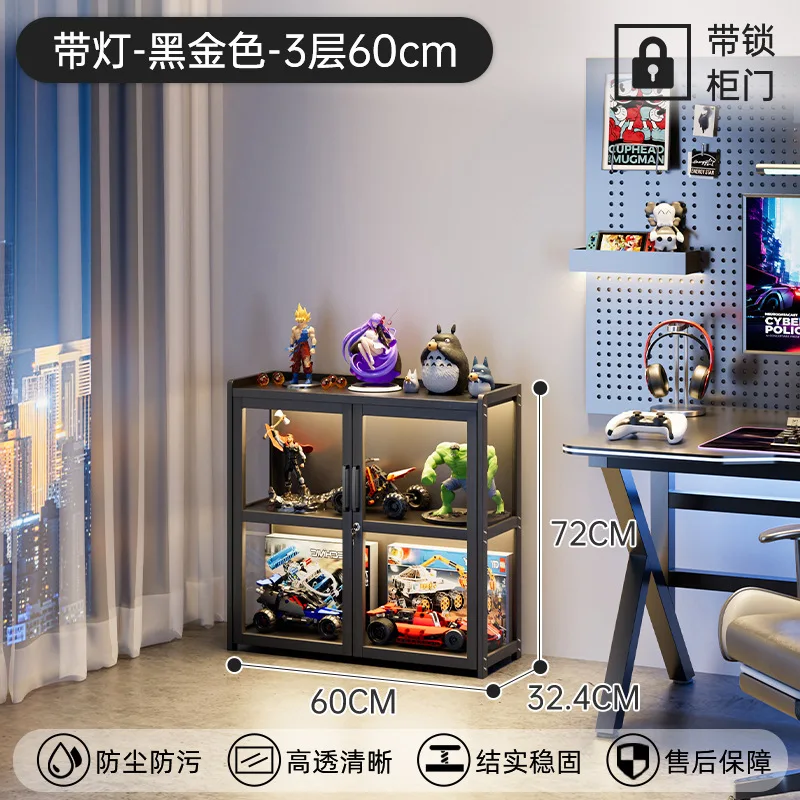 ארון תצוגה ידני למנורת LED, ארון תצוגה שקוף עמיד באבק מזכוכית מימון, תיבת אחסון אקרילית לצעצועי לגו