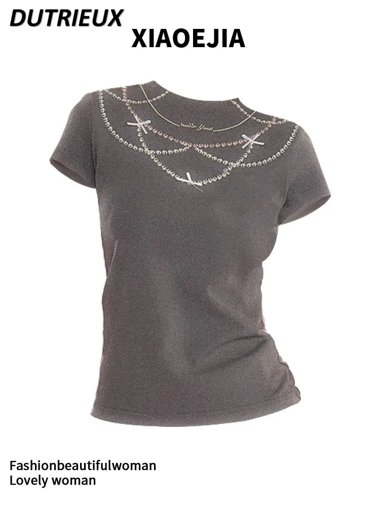 

Женская футболка с коротким рукавом, круглым вырезом и принтом, Y2k