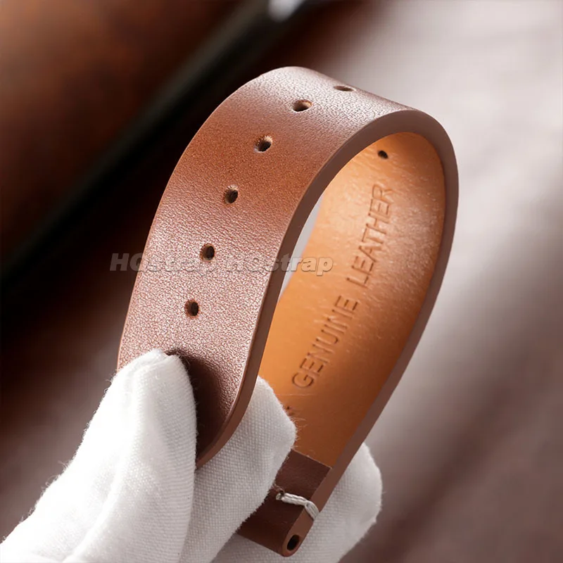 Deluxe Vintage Cowhide Leather Watch Band - Hand-Stitched Retro Style Strap