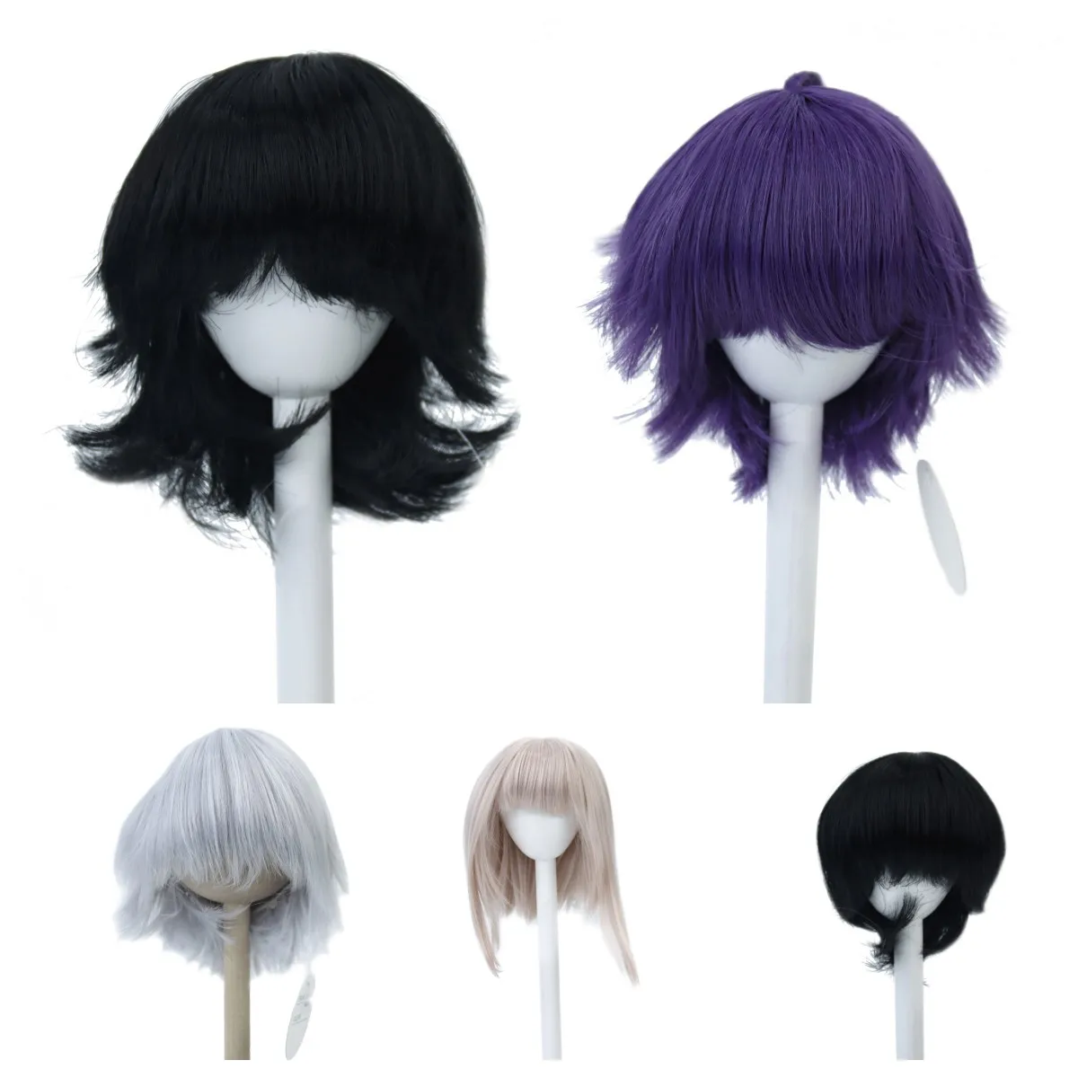 New 1/3 BJD Anime Doll Wigs Short Bobo With Bangs Purple White Black High Temperature Fiber For Dollfie Dream SD MSD Doll Hair