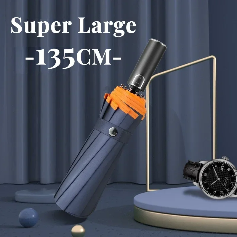 135CM Automatic Folding Umbrella Reinforced Windproof Safety Reflective Sun and Rain Umbrellas for Men Women automatic umbrella folding umbrella sun umbrella
