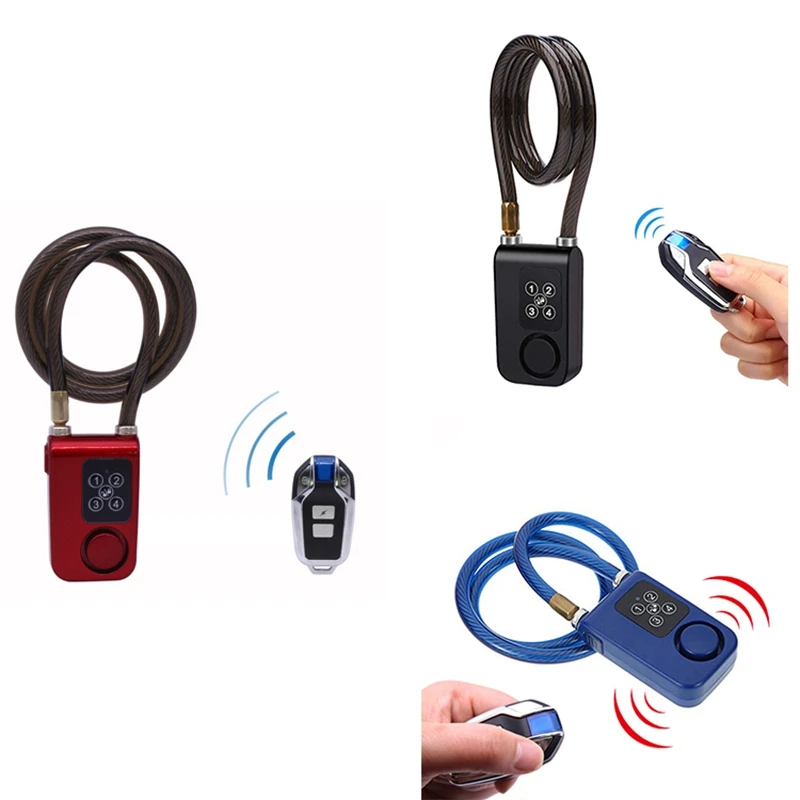 Cycling Security Lock Anti-Theft Vibration Alarm Lock Electric Motorcycle Code Chain Black