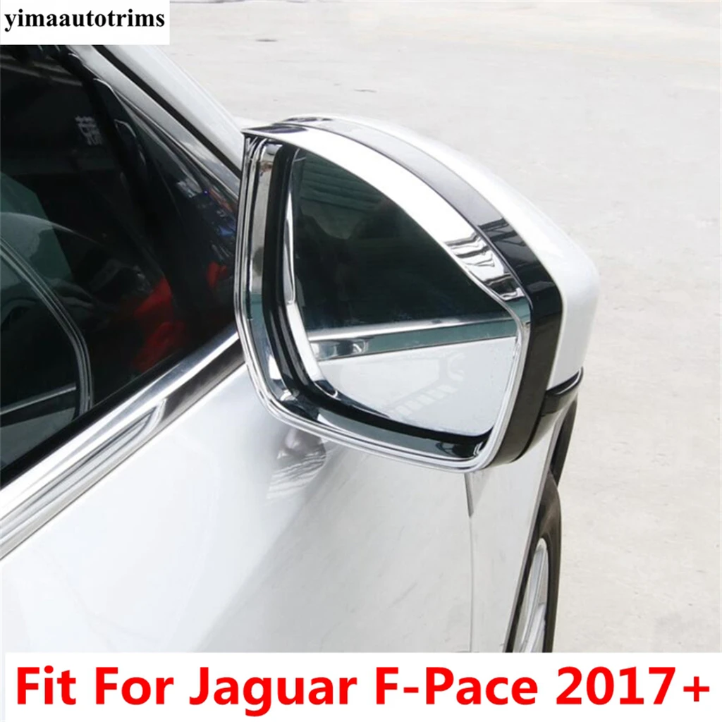 

Rearview Mirror Rain Shade Eyebrow Rainproof Frame Cover Trim For Jaguar F-Pace 2017 -2022 ABS Chrome Accessories Exterior Kit