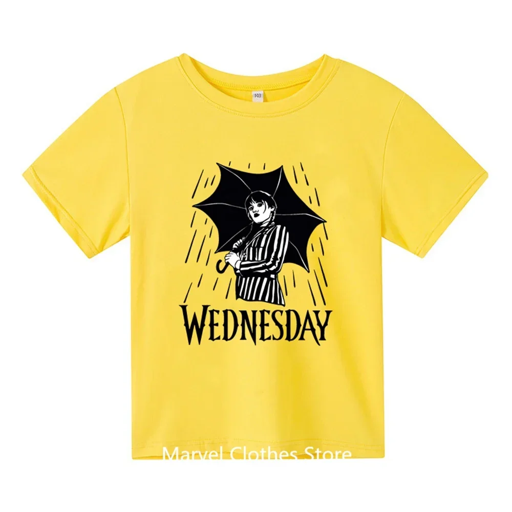 Tshirts Hot Movie Wednesday Addams 3d Printed Boy Girl Summer Casual Fashion Harajuku Oversized O-neck Tshirt Kids Tees Clothes 5