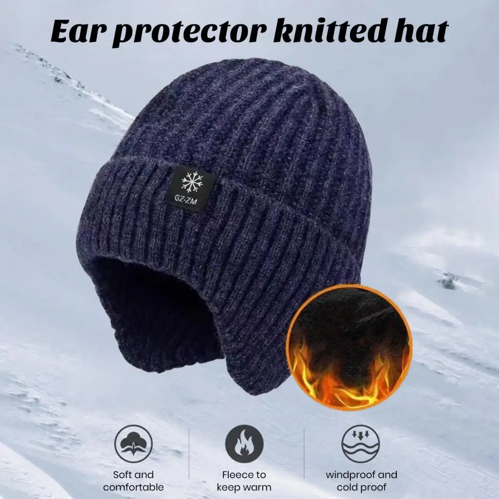 

Зимняя трикотажная шапка унисекс, с защитой от ветра