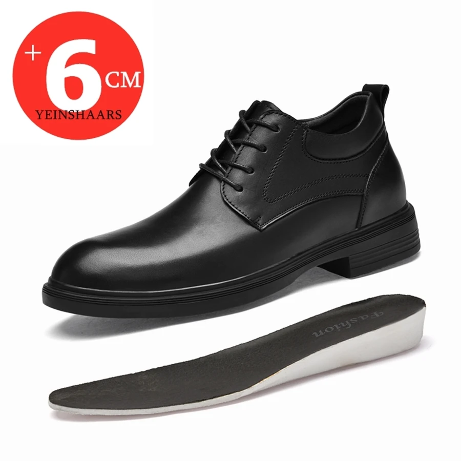 

Big Size Elevator Shoes Men Dress Shoes 6cm Cow Leather Men Formal Shoes Classic Business Luxury Men Oxfords Footwear Suit Shoes