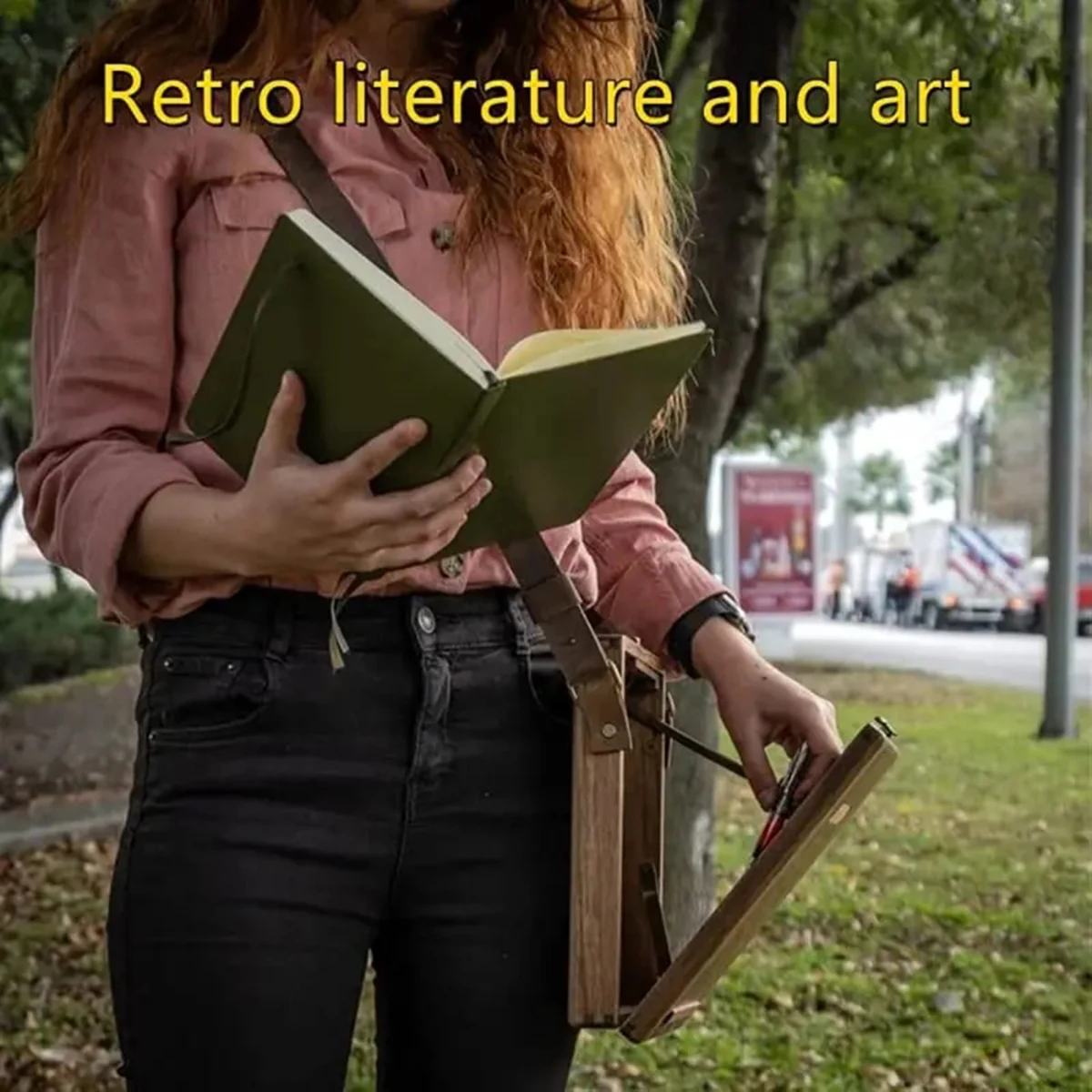 1pc Portable Wooden Sketch Box with Lid-Nostalgic Design for Outdoor Sketching and Tool Storage