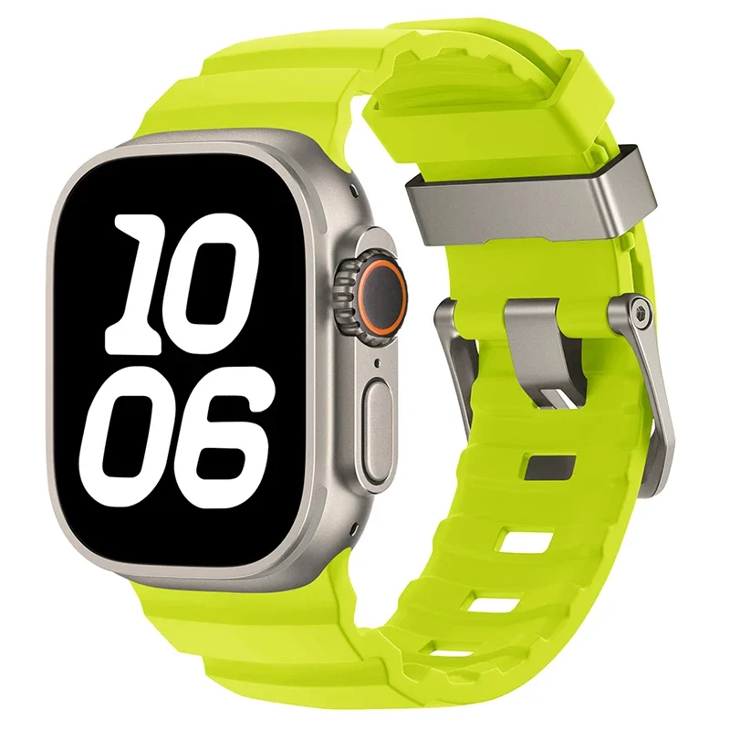 Sport Silicone and Titanium Metal Bracelet Strap