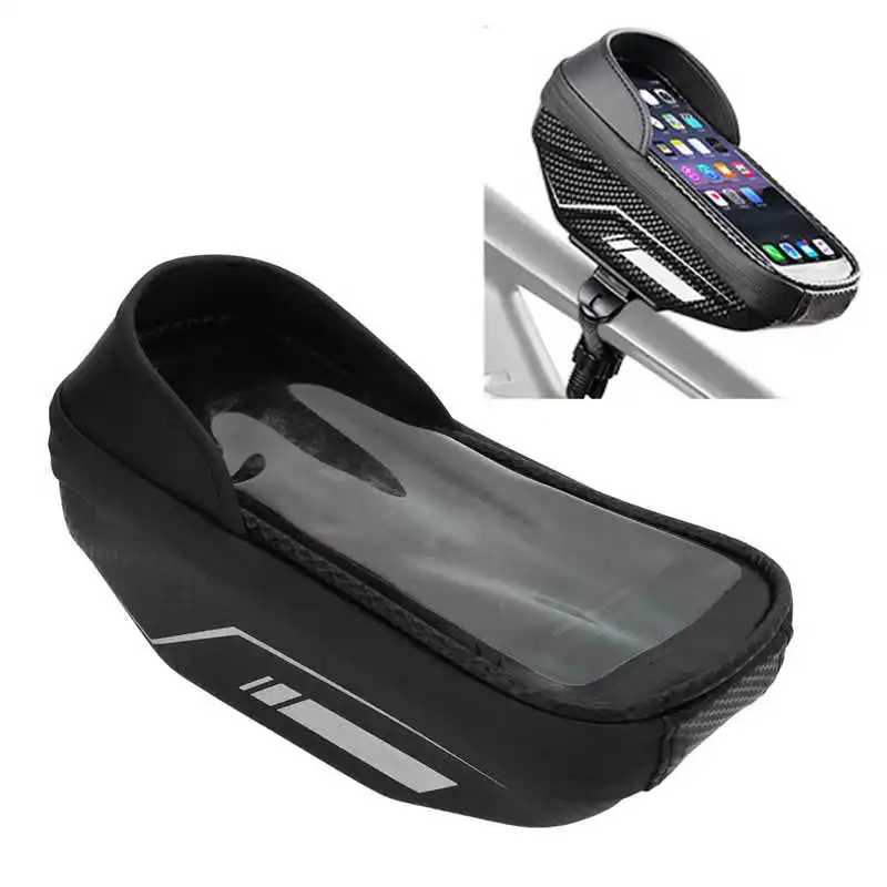 

Bike Phone Bag For 7in Phone EVA TPU Sun Visor Sensitive Touch Waterproof Zipper Easy Installation Bike Frame Bag Bike Accessory