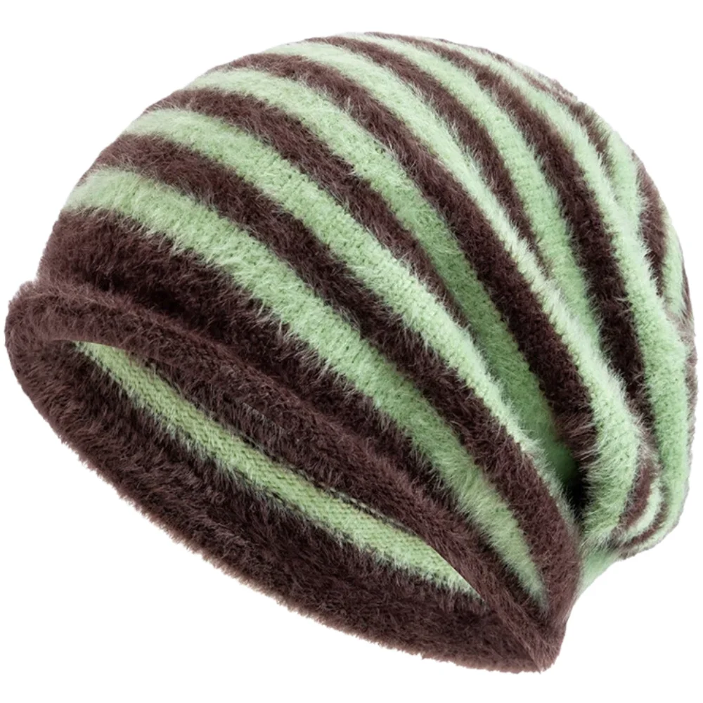 Heißer Verkauf Mode Frau Slouchy Beanie Casual Streifen Design Y2K Winter Hüte Für Frauen – Detail 20