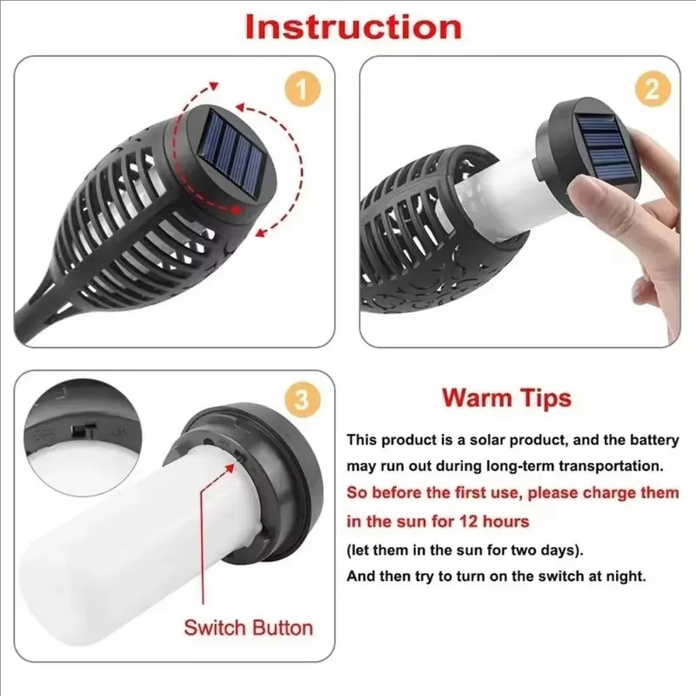 Solar Torch Lights 2/4/6/8/12 Pack with Colorful Flickering Flame Light Waterpro