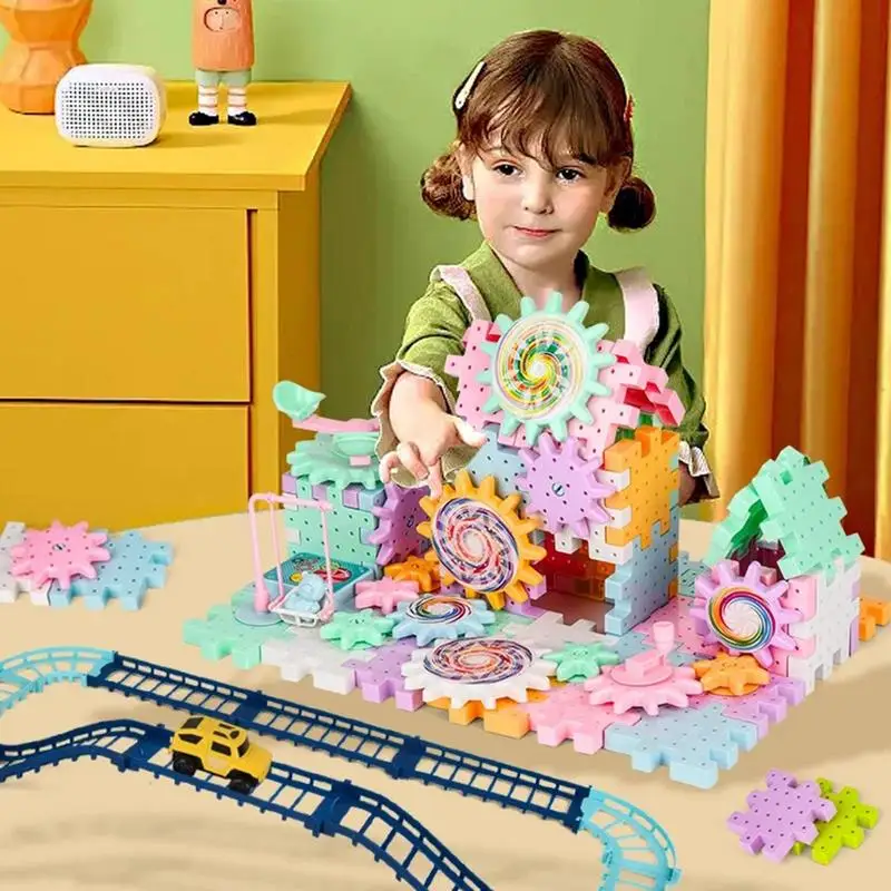 Building Blocks Gear Cogs Toy Electric Brick Building Gears Toy Set Reusable Interlocking Spinninggears Educational toy
