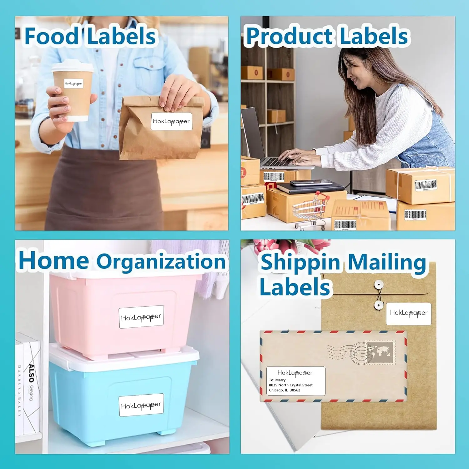 2" x 4" Shipping Labels,Printable White Mailing Labels for Laser/Inkjet Printer,Permanent Adhesive Sticker Labels(500. 5