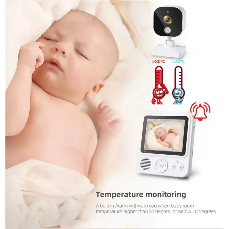Baby Video Monitor 2.4G Wireless With Camera Video Baby Monitor Multifunction Night Vision Temperature Monitoring Two Way Audio