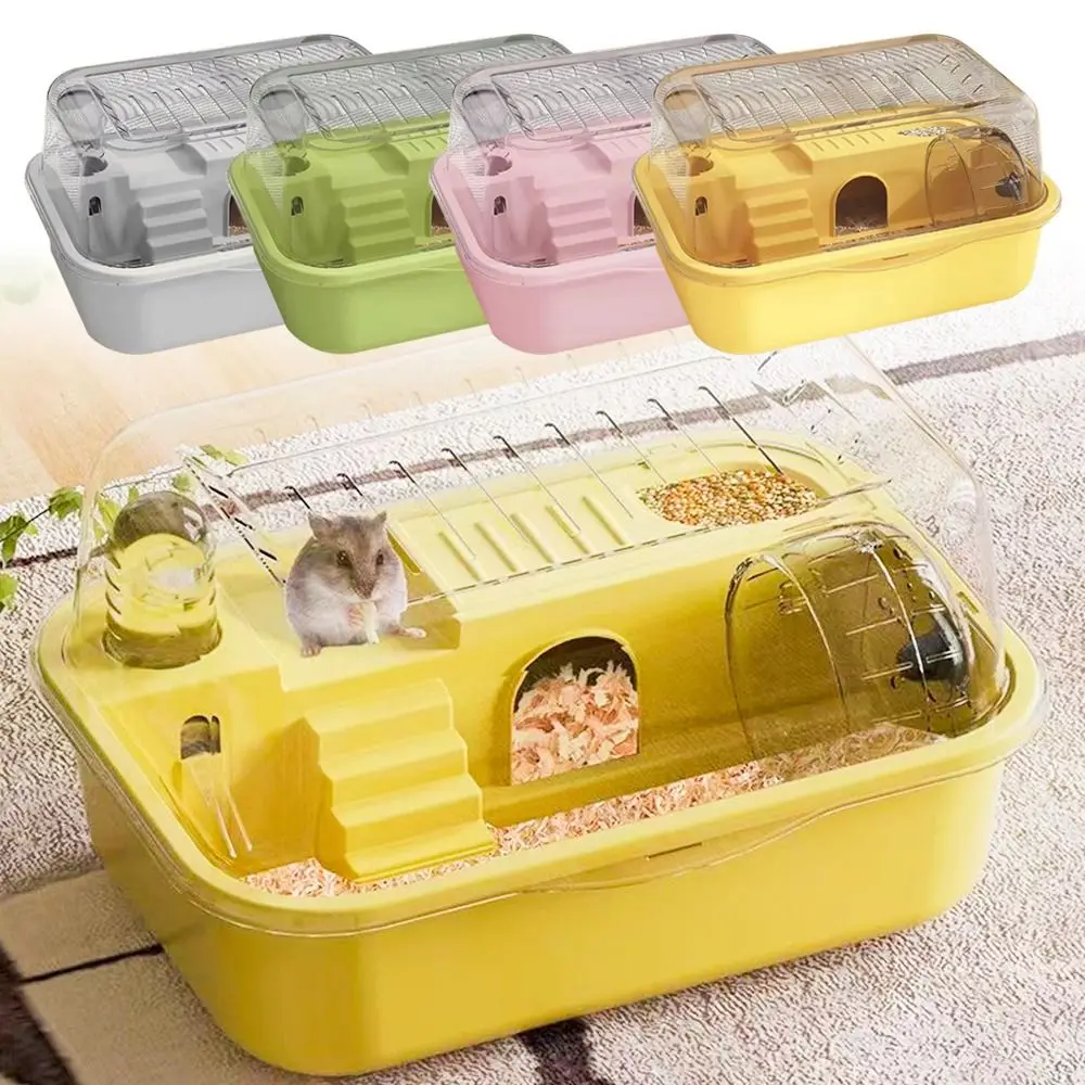 Double Layer Hamster Cage Portable Transparent Small Animal Habitat House Mice Guinea Pigs Pet House hamster house