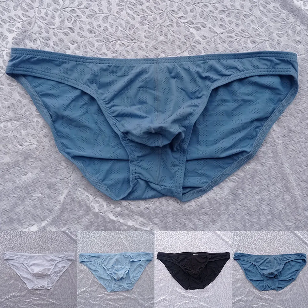 

Comfy Men Briefs Underpants Underwear Pouch Stretchy U Pouch Boxer Brief Ice Silk Ultra-thin Panties Solid Color Sleepwear