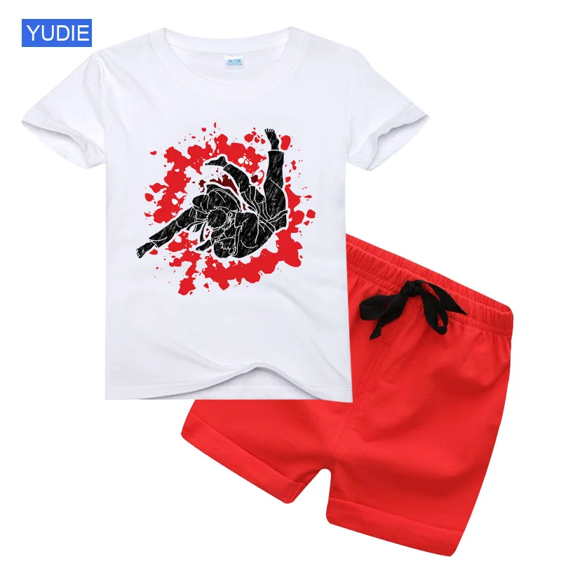 

Baby Boy Clothes Casual Taekwondo Tracksuit Pure Cotton Clothing Summer Clothes for Babies T-shirts+Pants for Kids Sports Outfit