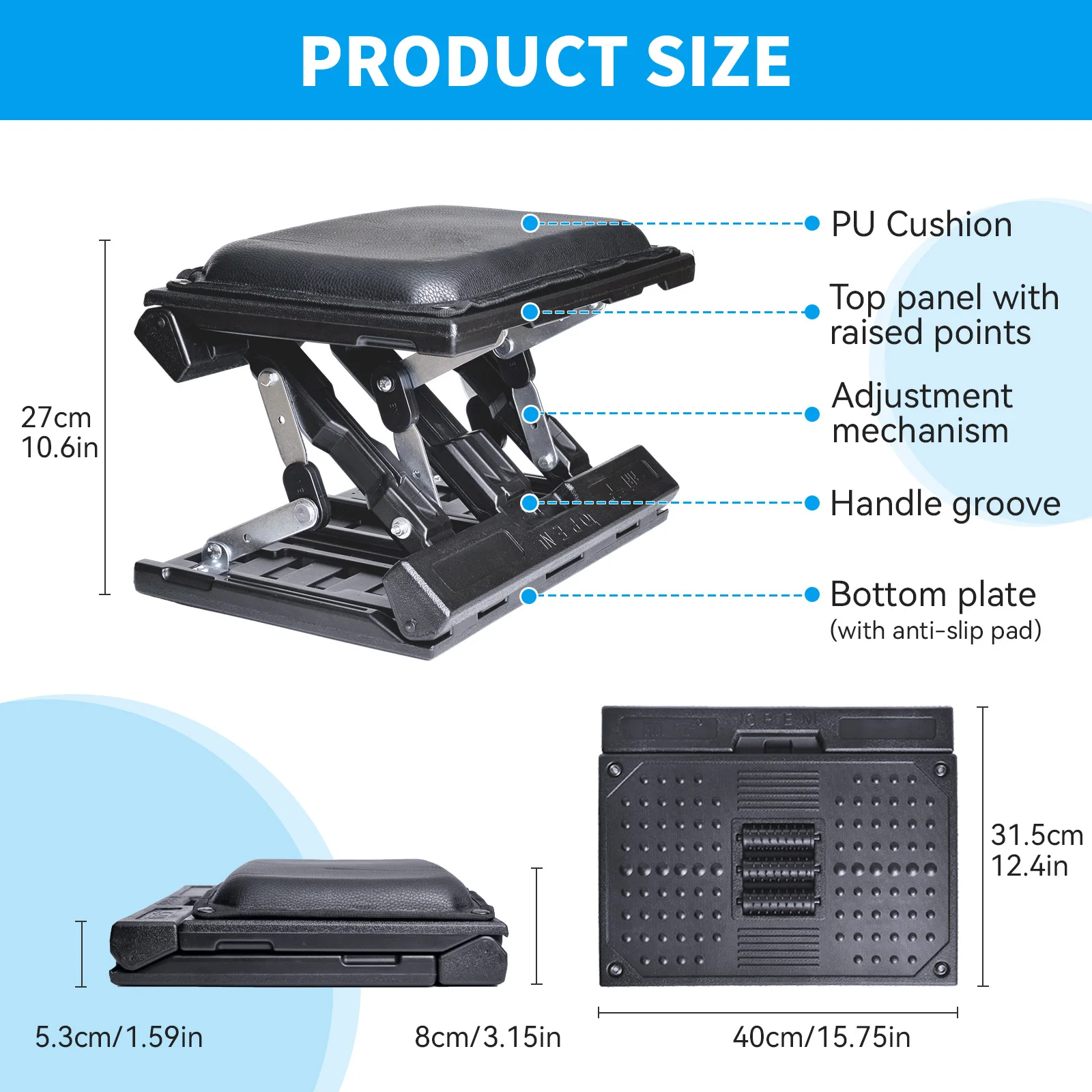 Scalebeard Foot Rest Strong Load-bearing Ergonomic Foldable Footrest Home Office Gaming Universal Non-slip Adjustable Footstool adjustable footrest