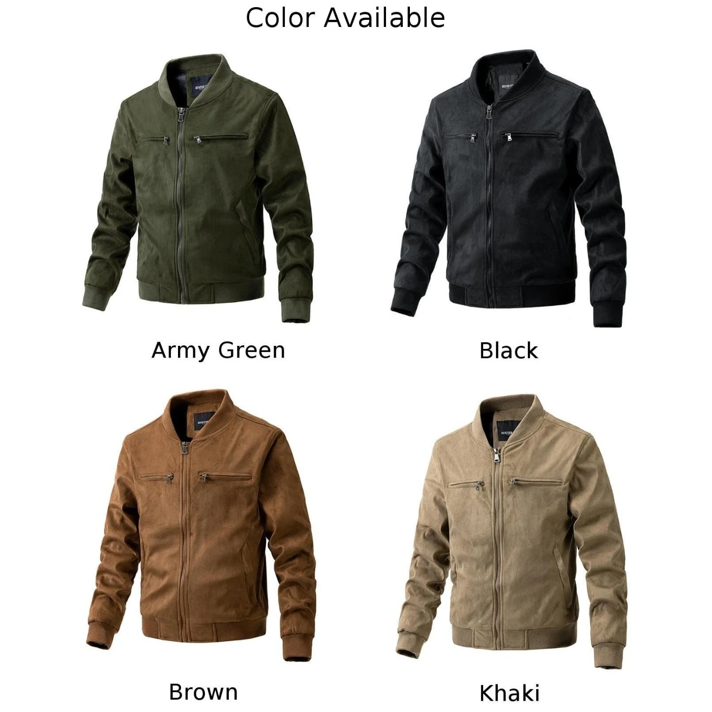 Men's Casual Suede Thick Cotton Jacket Autumn Winter Long Sleeve Pocket Solid Color Zip Up Top Male Clothing Coat Jackets