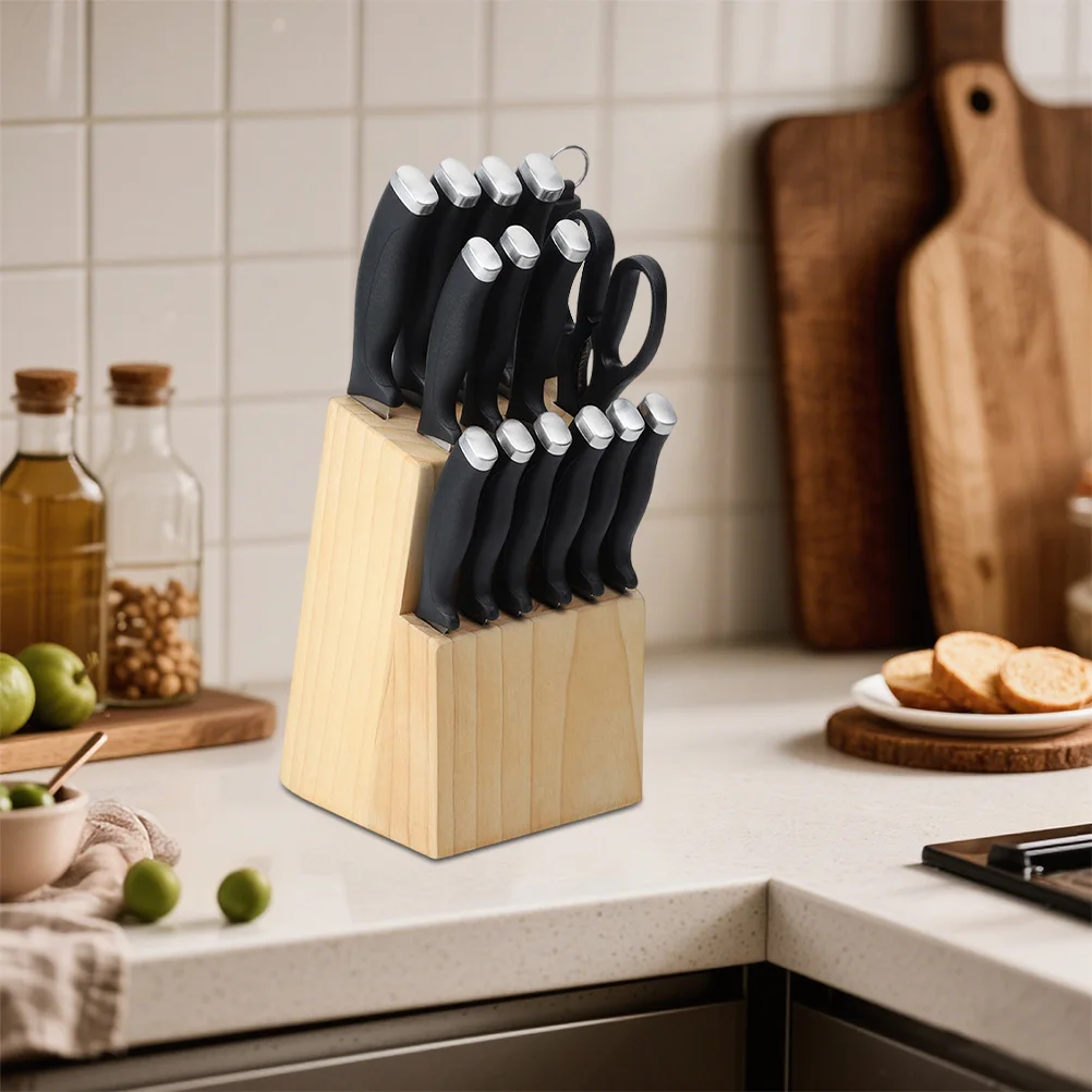 MDHAND Messer Ständer Massivholz Für 16PCS Küche Messer Set Schere Schärfen Stange Halter Messer Block Regal Lagerung Werkzeuge ﻿ – Detail 2