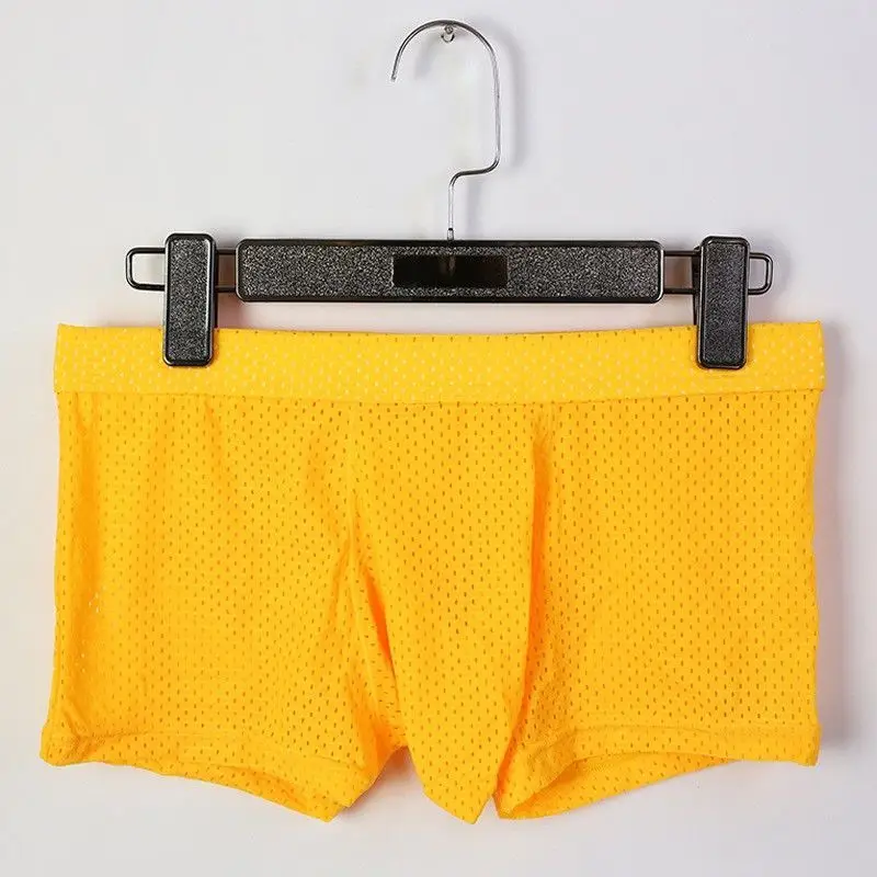 Men's Underwear Separated Mesh Trunk Boxers Breathable Penis Pouch Open Hole Underpant Lingerie Prolong Sex Time Improve Briefs