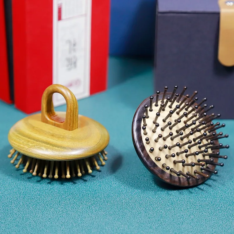 

Green Sandalwood Comb Ring Massage Comb Purple Sandalwood Head Air Cushion Massage Comb Women's Comb Meridian Comb Factory Whole