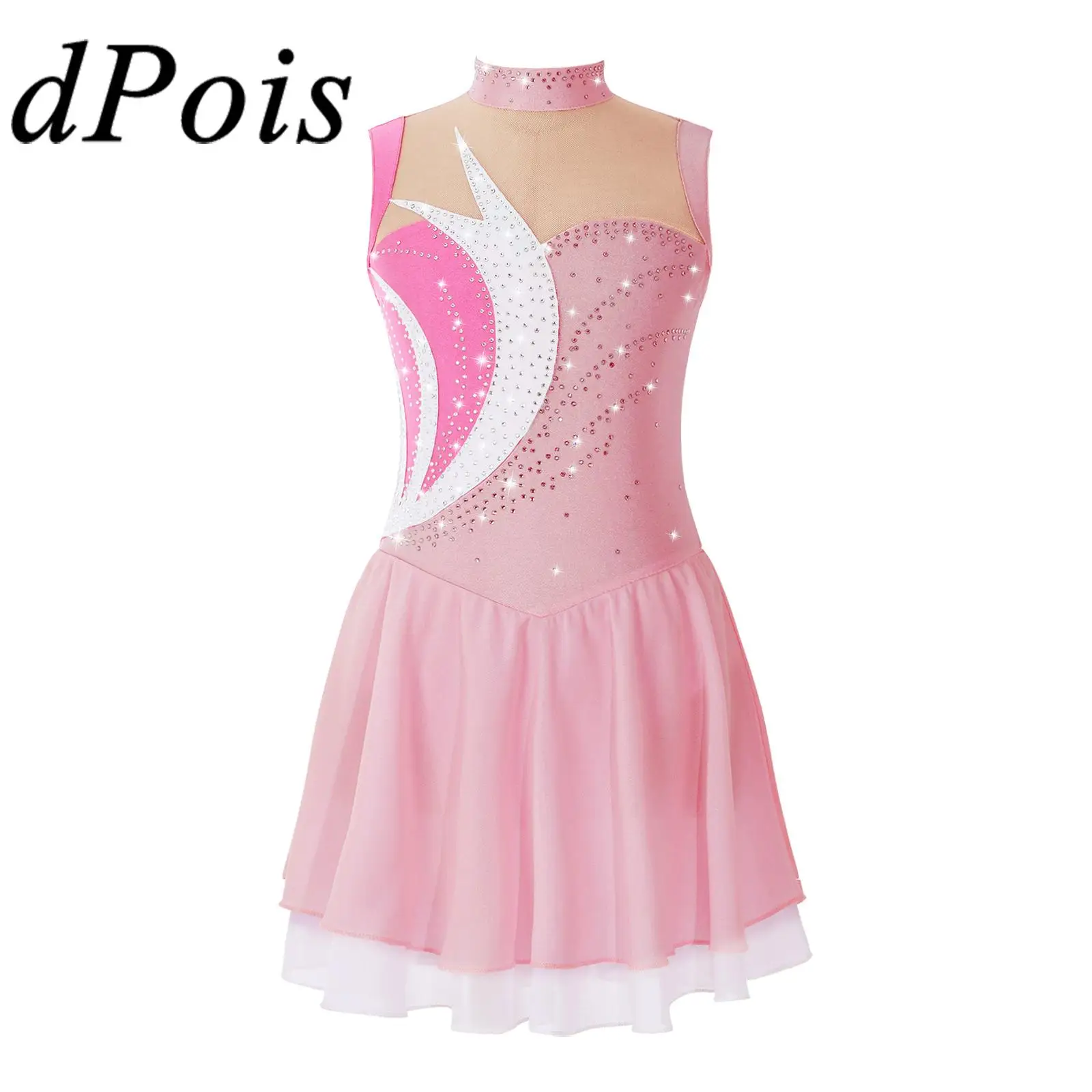 

Ballet Dress Kids Girls Rhinestone Children Sleeveless Figure Skating Dress for Dancing Gymnastics Leotard Ice Skating Costume