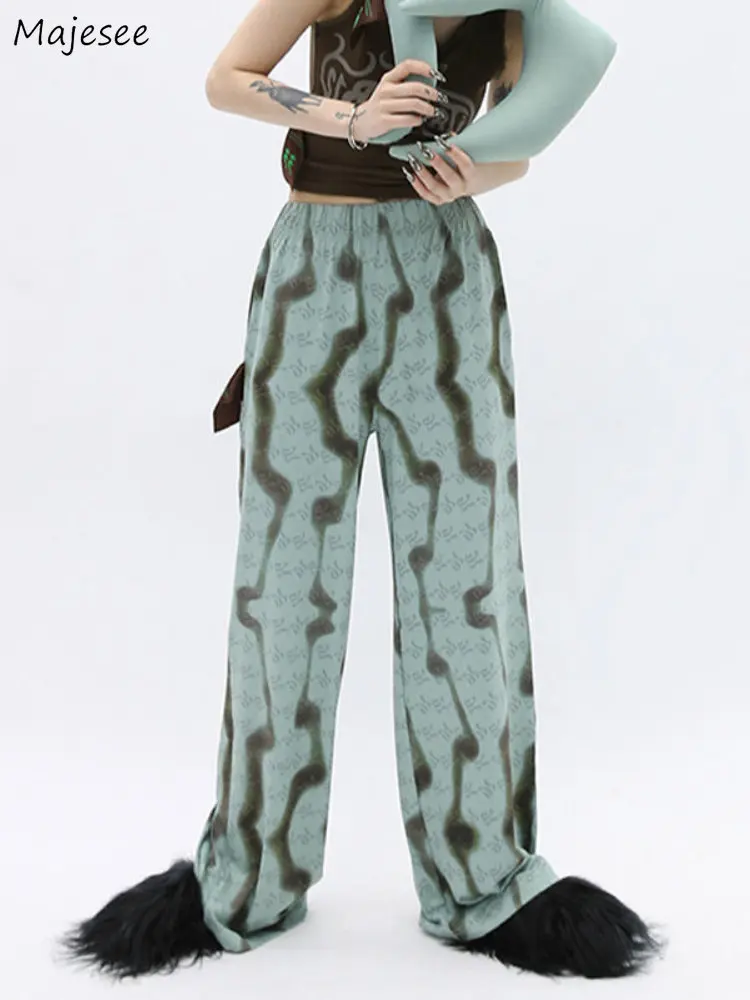

Casual Pants Women Summer Thin Print Baggy Chic Vintage Streetwear Casual Straight Hipster Students All-match Fashion Mopping BF