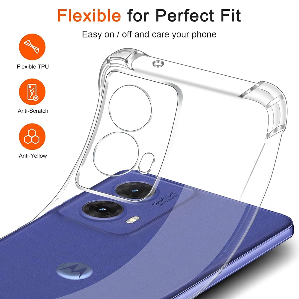 Shockproof Silicone Soft Case Motorola G85 G84 G53 G54 G53 G52 G42 G24 G22 G72 G32 G33 G30 G14 G15 G8 G9 G7 Plus Power Clear