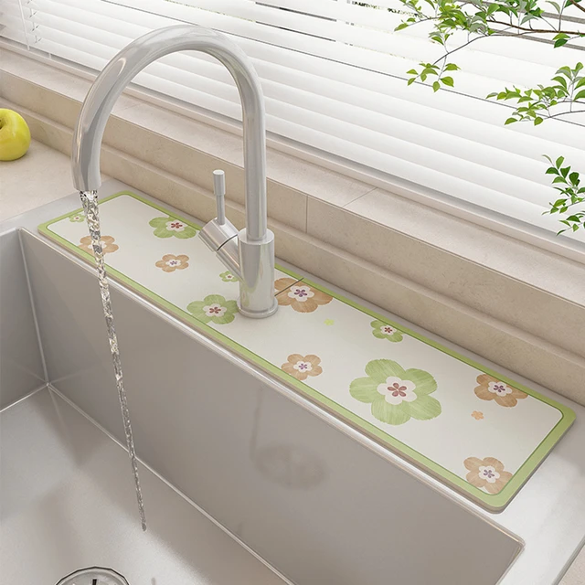 Non-slip Anti-mildew Mat Polyester Rubber Countertop Protector Mat  Splash-proof Strong Water Absorption Bathroom Kitchen Gadgets