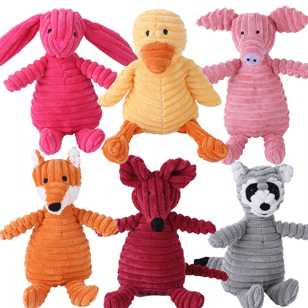 

Dog Plush Toys for Small Large Dogs Corduroy Animal Plush Dog Squeaky Toy Puppy Chew Toys Bite Resistant Pet Toy Dog Products
