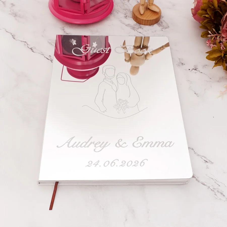 Acrylic Mirror Cover Vertical Style Wedding Guest Book Blank Pages Personalized Name for Party Decoration Supplies wedding guest book