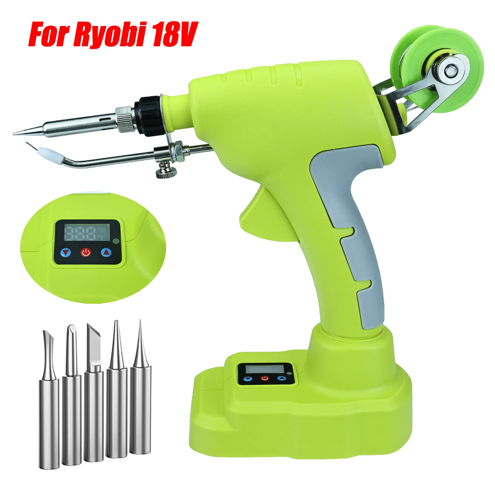 75W Cordless Solder Gun for Ryobi 18V Li-ion Battery Fast Welding Tool with Digital Display Electric Soldering Iron Kit