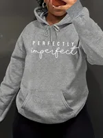 Letter Print Hoodie, Drawstring Casual Hooded Sweatshirt For Fall & Spring, Women's Clothing 2