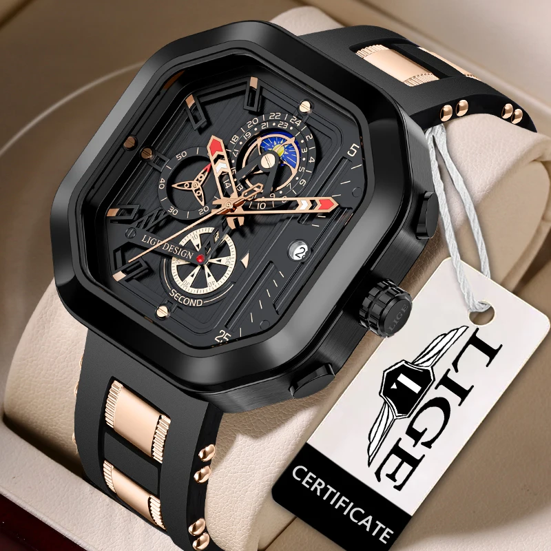 

New Watch LIGE Fashion Mens Watch Top Brand Luxury Wristwatch Quartz Clock Watches Waterproof Sports Chronograph erkek kol saati