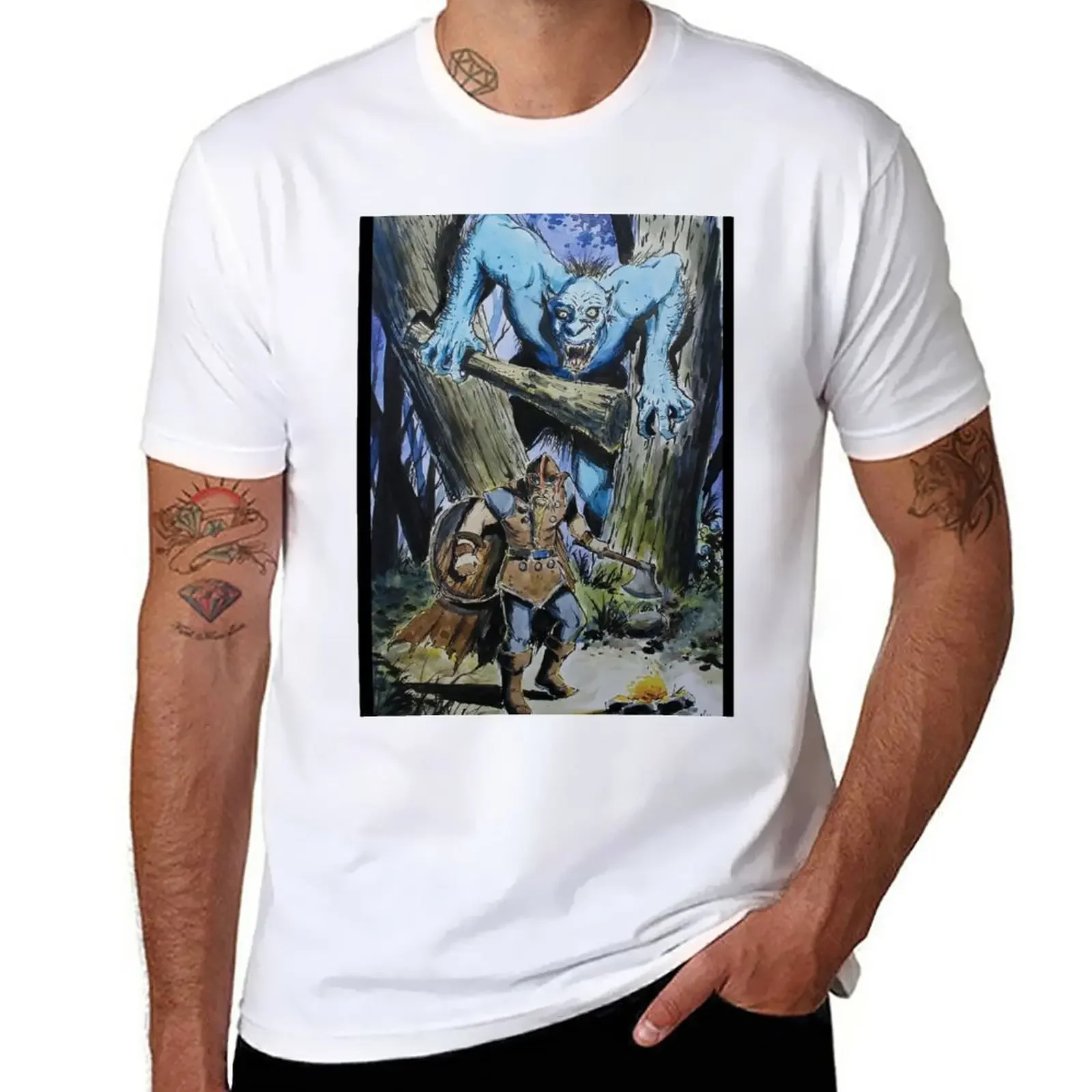 

Valheim watercolor Line and Wash By Nil Rocha T-Shirt blanks anime clothes quick-drying t shirts for men graphic