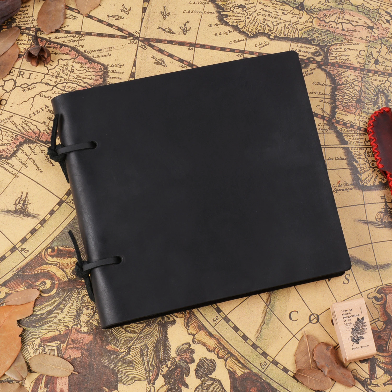 Vintage Handmade Cowhide Book Genuine Leather Rope Notepad Notebook Drawing Book Hand-painted Sketchbook to Send Friends as Gift