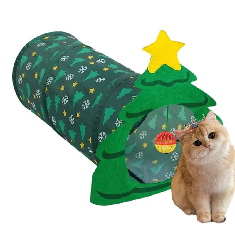 

Cat Toy Cat Tunnel Christmas Tree Shaped Rabbit Toy Training Cat Tunnel Interactive Cat Toy Play Tunnel Dog Toy for Cats Puppies