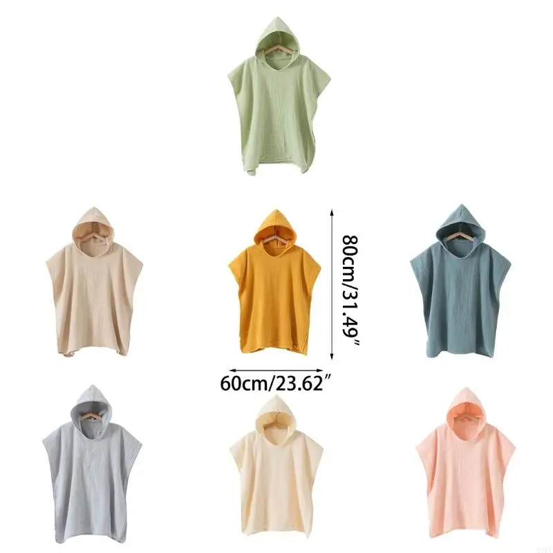 Q1FE Baby Bath Towel Newborn Cape Towels Cotton Hooded Beach Towel Soft Poncho Kids Bathing Stuff Infant Washcloth