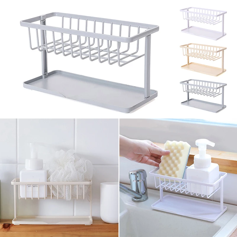 

Kitchen Storage Rack ABS Organizer Sink Shelf Bathroom Wash Holder Double Layer Stand Kitchen Sponge Drain Rack