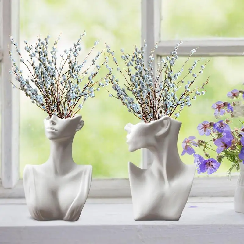 Face Vases For Flowers Ceramics Statue Flower Vase Body Vase Modern Minimalisms Style Face Pots Bust Head Shaped For Birthday 2