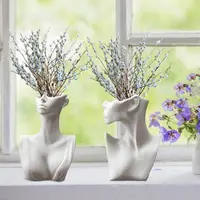 Face Vases For Flowers Ceramics Statue Flower Vase Body Vase Modern Minimalisms Style Face Pots Bust Head Shaped For Birthday 2