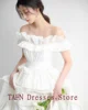 TAFN Retro A-line Wedding Shooting Dresses 웨딩드레스 Off the Shoulder Pleat Ruffle Bridal Gown Floor-Length Korea Reception Dress 2