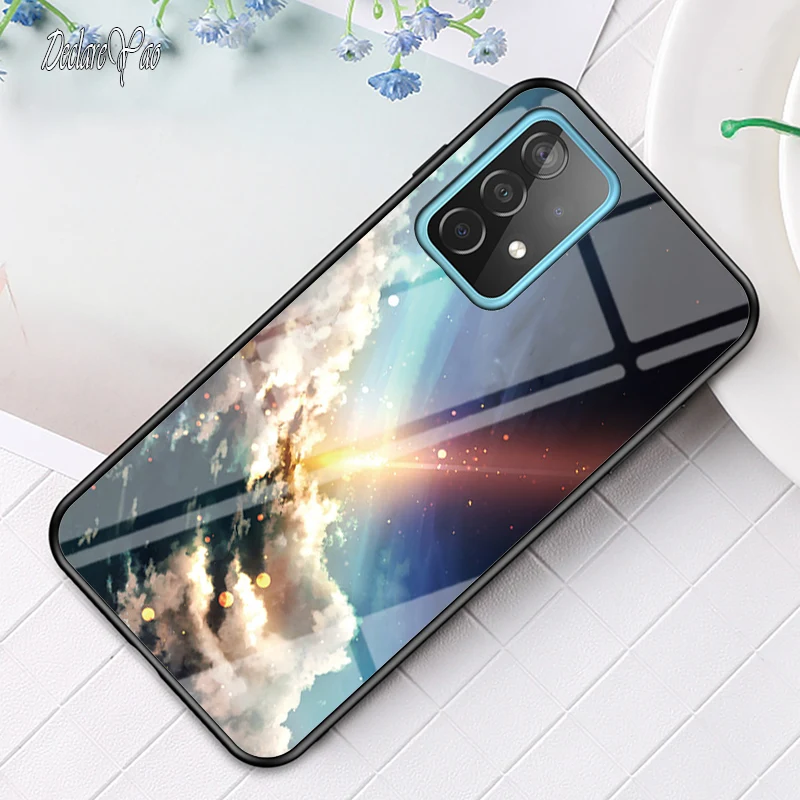 Coque en verre rigide DECLAREYAO A73 A53 pour Samsung Galaxy A33 A03S A03 Core A03, cadre en silicone fin, verre trempé_voghion.com