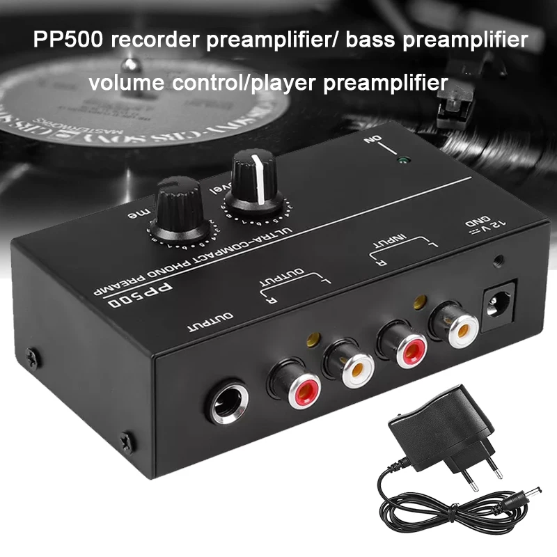 

Portable Phono Preamp Preamplifier With Level Volume Control For LP Vinyl Turntable RCA Input 1/4" TRS Output Interfaces