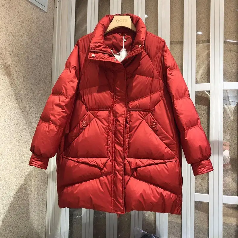 

Female Duck Down Jackets 2023 Winter New Style White Duck Down Large Size Long Thickened High-Grade Warm Coats Women S167