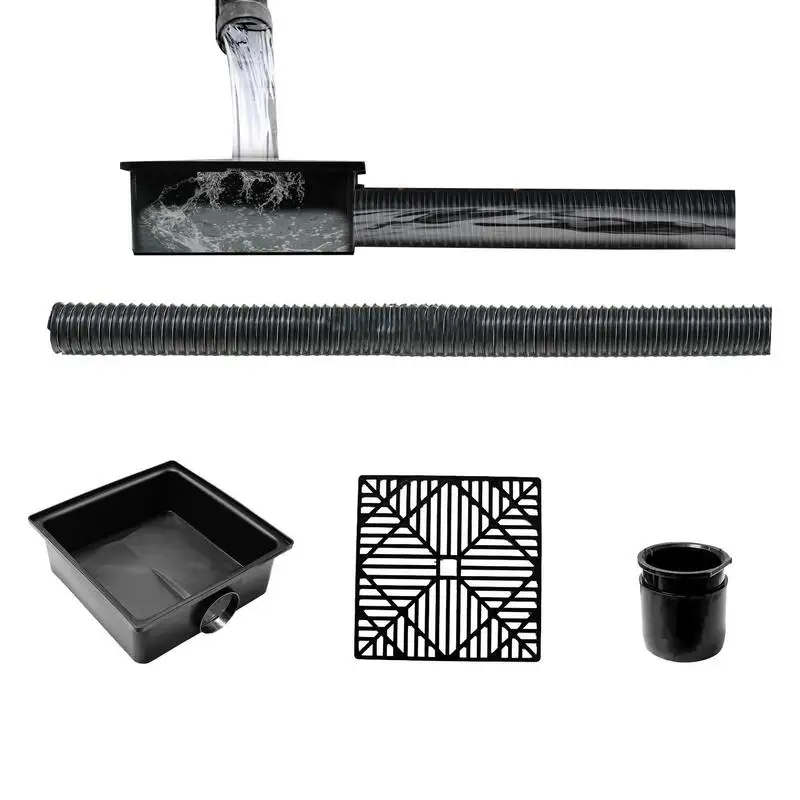 Catch Basin Downspout Flexible Extension Storm Drain Catch Basin French Drain System french Pipe for Yard Ground and Lawn