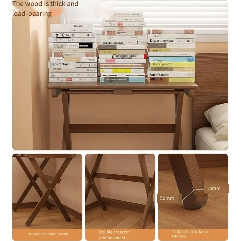 Foldable Small Desk Bedside Computer Desk Simple Household Small Solid Wood Dining Table Bedroom Folding